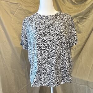 Old Navy Leopard Print Bow Accent Short Sleeve Top Women XL